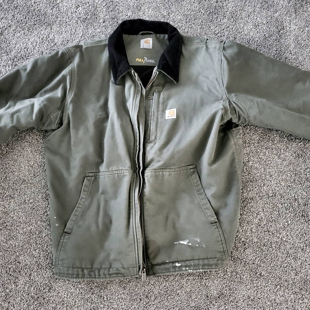 Carhartt Men's Full Swing Loose Fit Washed Duck Fleece-Lined Jacket